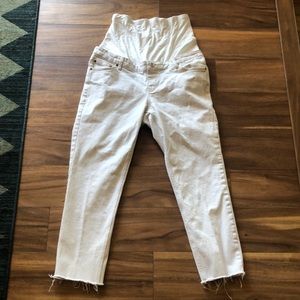 Topshop Maternity Jeans White Straight Leg Raw Hem
